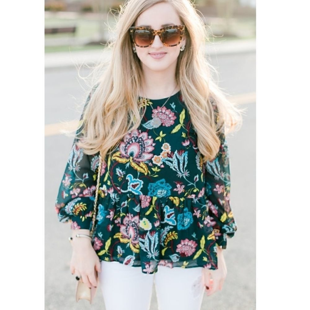 Loft Peplum Paisley Blouse Top Small Petite Floral 